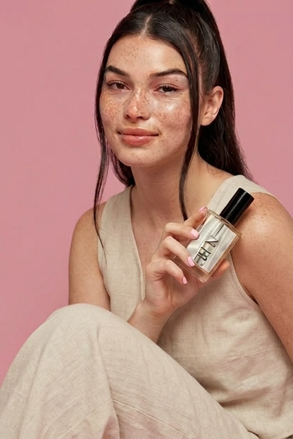 Frasco de Manhattan Bloom, perfume inspirado en 212 de Carolina Herrera — bergamota, gardenia y sándalo